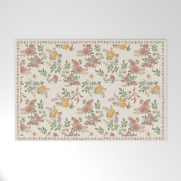 Retro Floral Off-White Welcome Mat