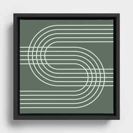 Geometric Lines in Forest Green Framed Canvas