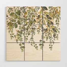 Green And Gold Decorative Eucalyptus Leaves  Wood Wall Art