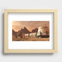 Mars colony. Expedition on alien planet. Life on Mars Recessed Framed Print