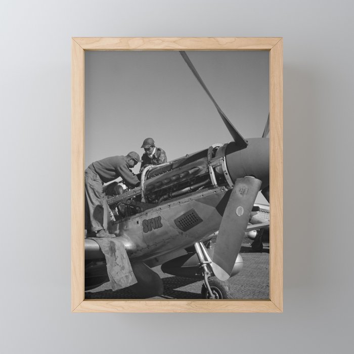 Tuskegee Airmen Performing Aircraft Maintenance - WW2 Italy - 1945 Framed Mini Art Print