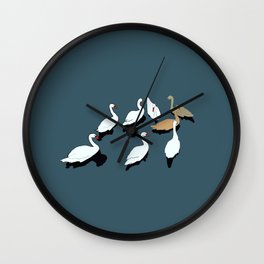 Ducks of the big pond Wall Clock | Digital, Swim, Bird, Water, Pastel, Colored Pencil, Ducks, Pond, Drawing, Birds 