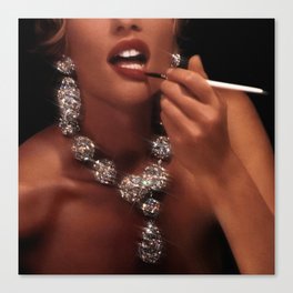 FINISH TOUCH | glitter collage art | sparkle diamonds | rich and fabulous | red lips | classic Canvas Print