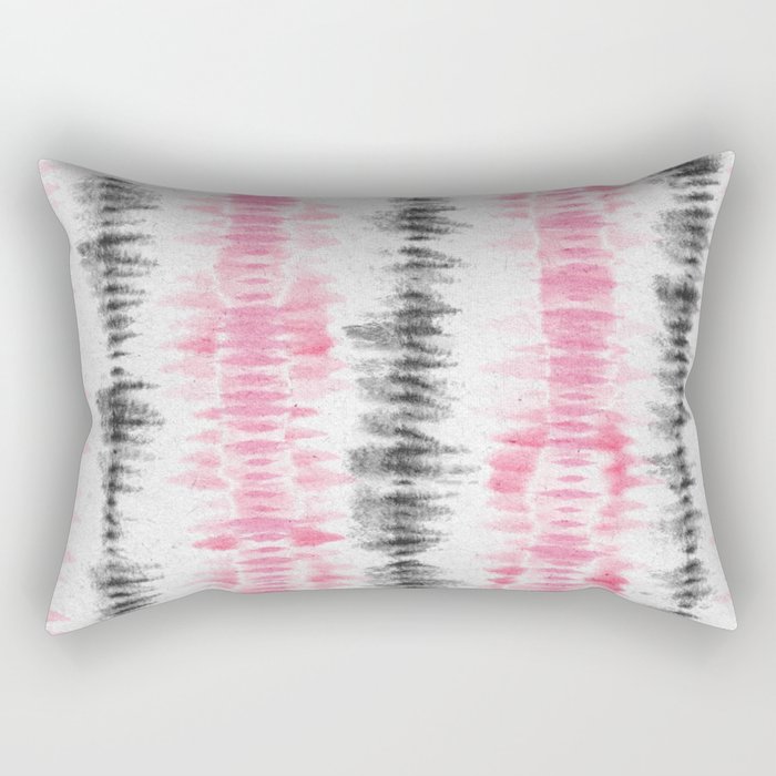 Black Pink Tie Dye Stripes Rectangular Pillow