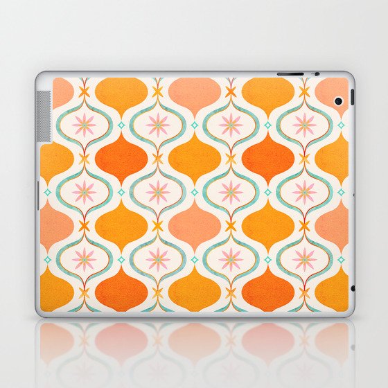 Orange Mid Century Tile Pattern Laptop & iPad Skin