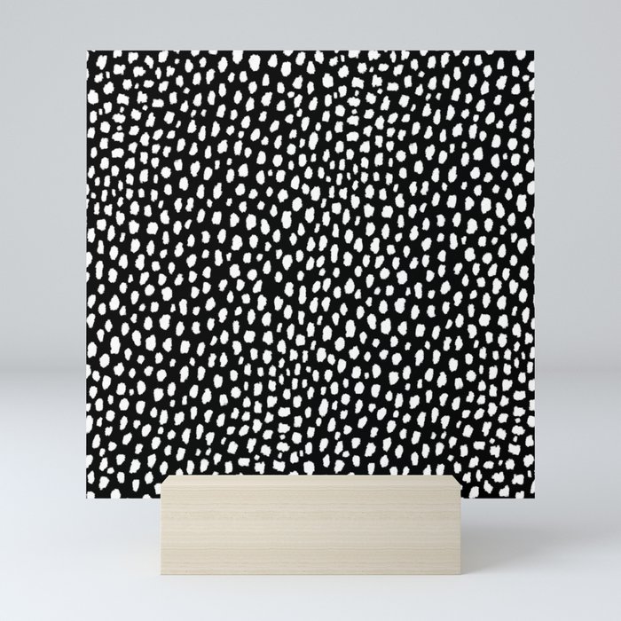 Handmade polka dot brush strokes (black and white reverse dalmatian) Mini Art Print
