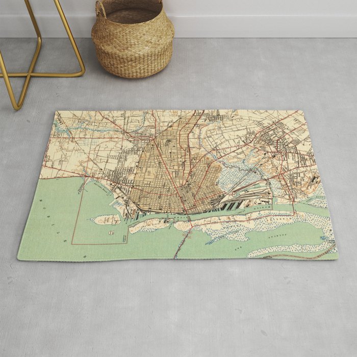 Vintage Map of Mobile Alabama (1940) 2 Rug by BravuraMedia Society6