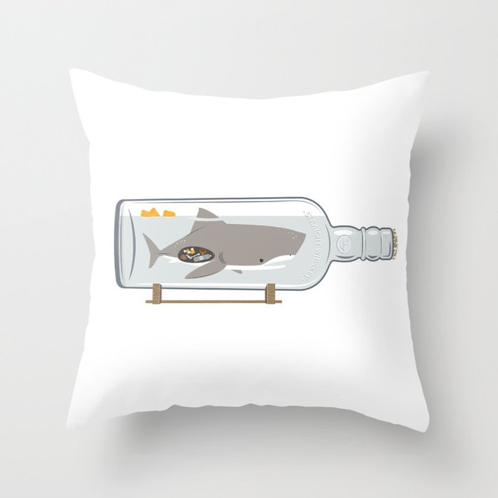 The Shark in a Bottle Throw Pillow