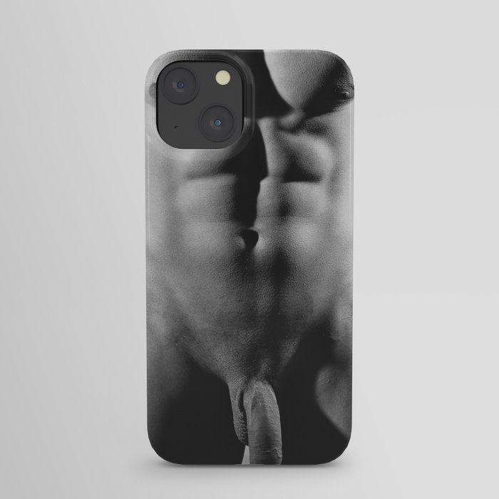 Photograph Erotic style with Nude muscular man wearing a gasmask #E0026  iPhone Case by Dreampictures