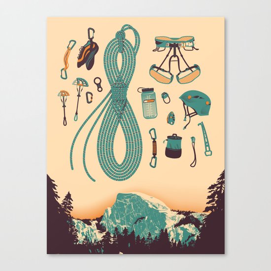 Half Dome Climbing Poster Canvas Print