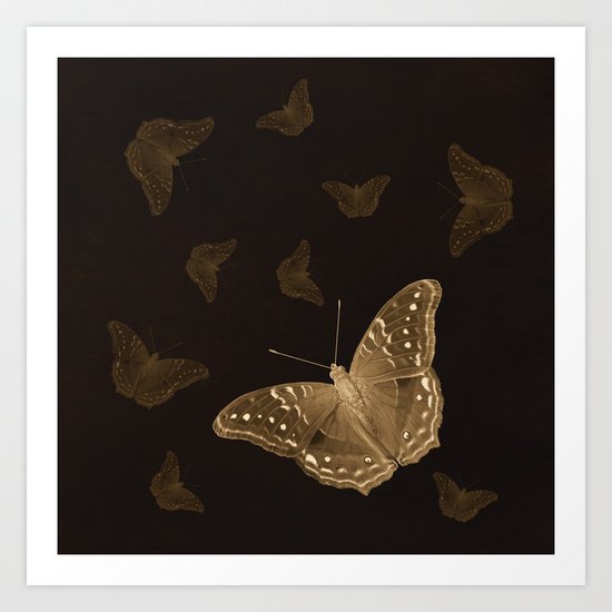 Butterflies in the dark Art Print
