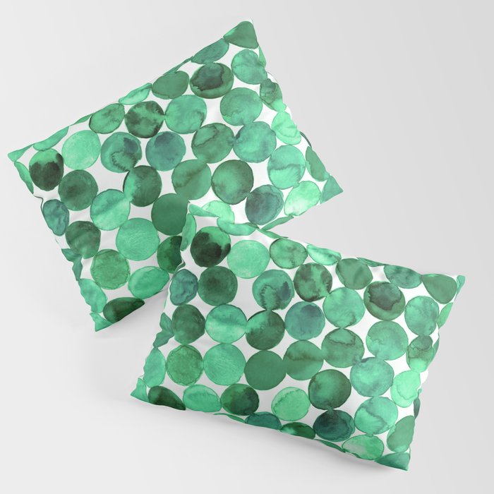 Watercolor Connected Circles - Emerald Green Pillow Sham