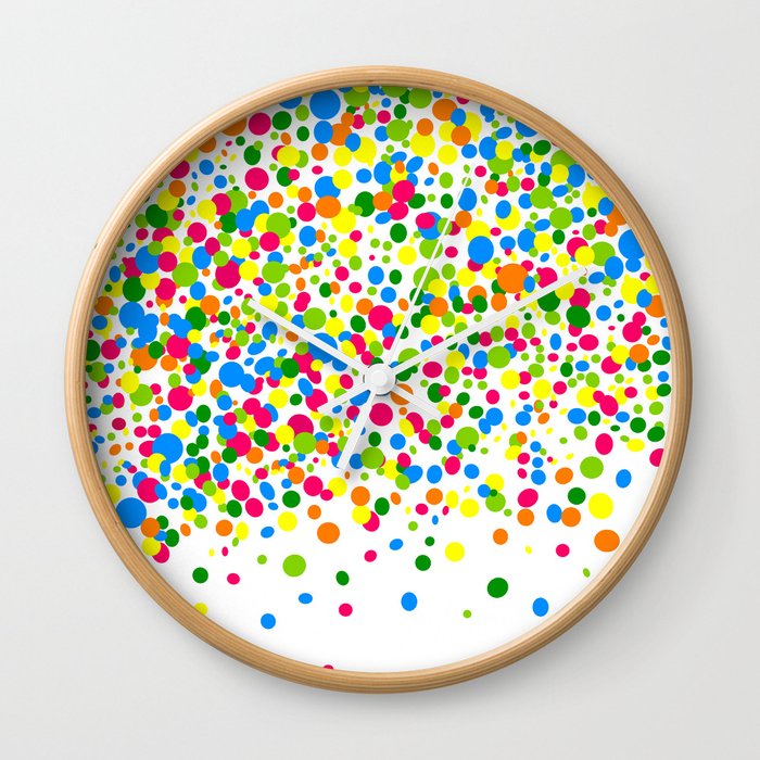 Rain of colorful confetti Wall Clock