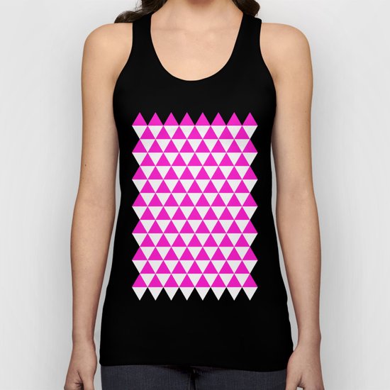 Triangles (Hot Magenta/White) Unisex Tank Top
