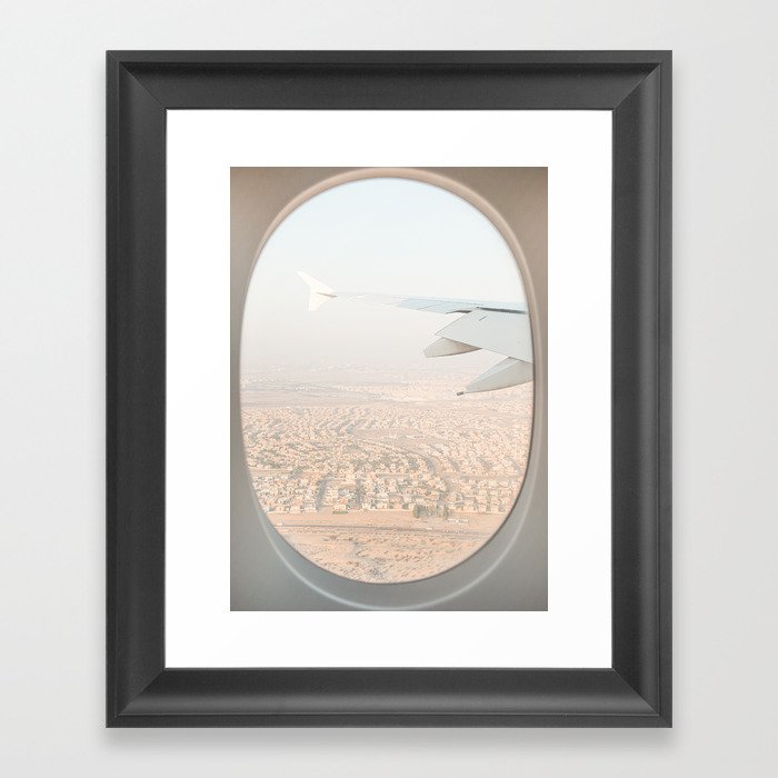 Pastel Plane Window View Photo | Summer Holiday Dubai Air Art Print | Adventure Travel Photography Framed Art Print