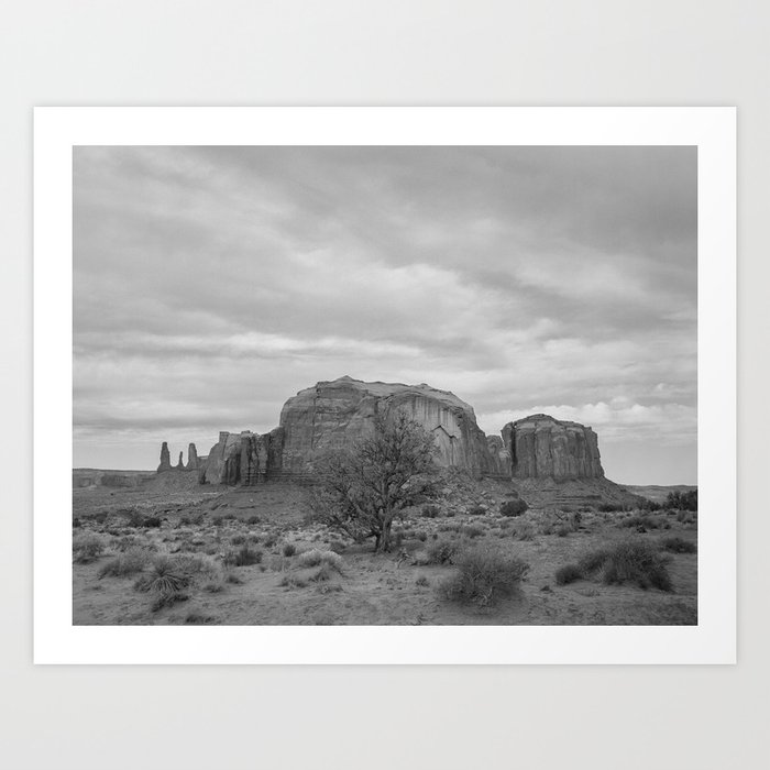 Monochrome Monument Valley III on Film Art Print