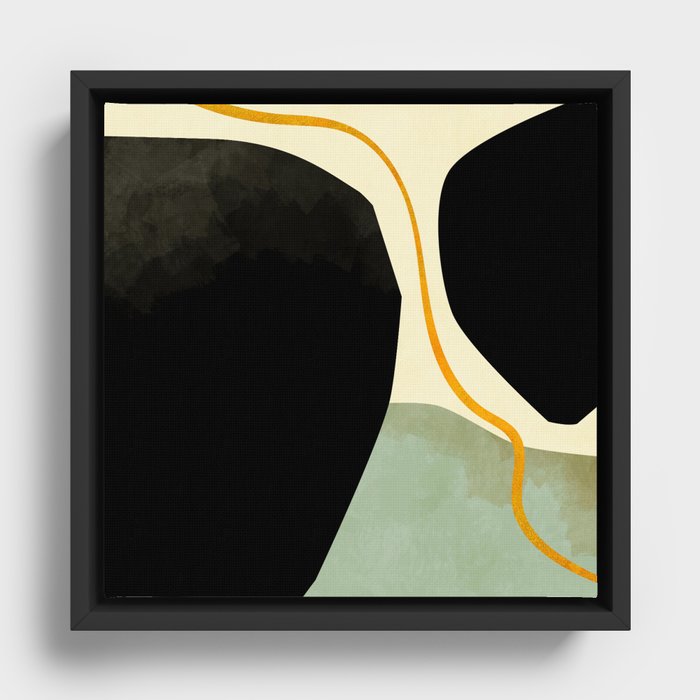 shapes organic mid century modern Framed Canvas