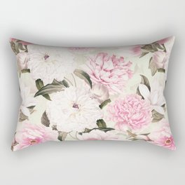 Vintage Blush Pink Spring Peonies Flower Botanical Garden Rectangular Pillow