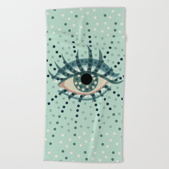 Dots And Abstract Eye Beach Towel