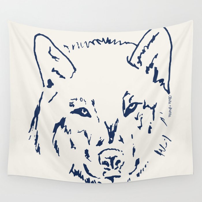 a WOLF at the door Wall Tapestry