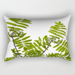 Green Rowan Leaves White Background #decor #society6 #buyart Rectangular Pillow