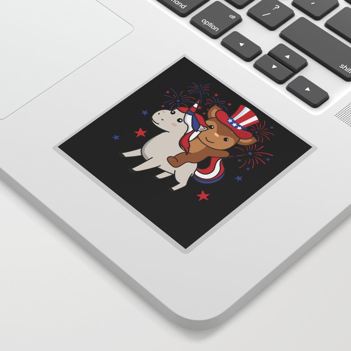 Deer With Unicorn For Fourth Of July Fireworks Sticker
