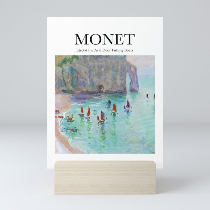 Monet - Etretat the Aval door fishing boats Mini Art Print