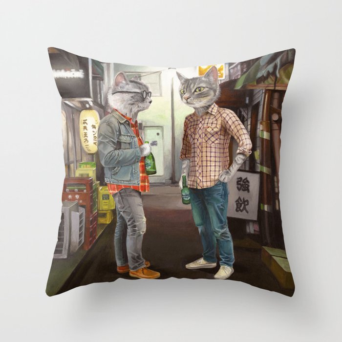 A Cats Night Out Throw Pillow