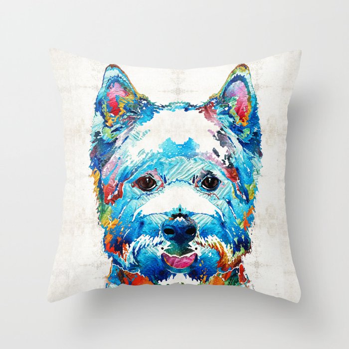 Colorful West Highland Terrier Dog Art Sharon Cummings Throw Pillow