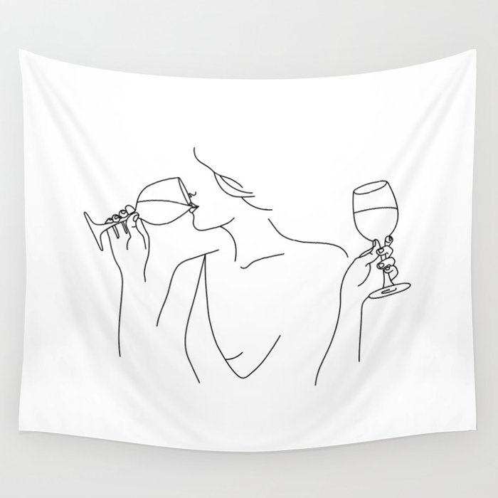 Double Fisting Wine Wall Tapestry