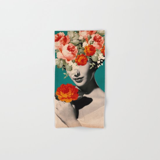 WOMAN WITH FLOWERS Hand & Bath Towel