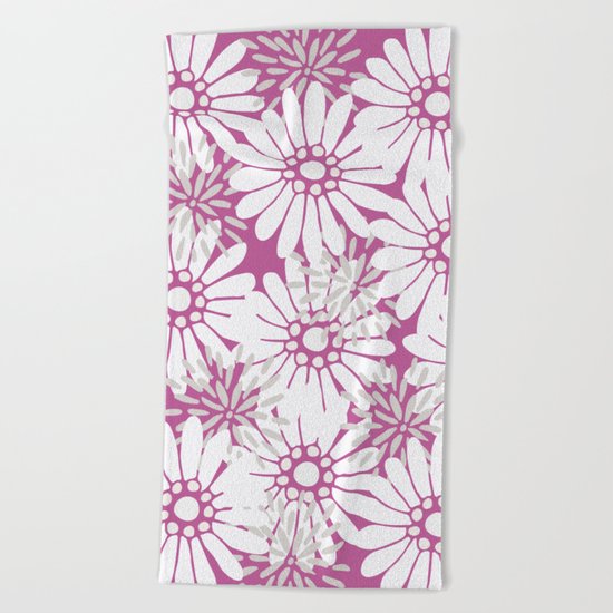 Summer Flowers Purple Beach Towel