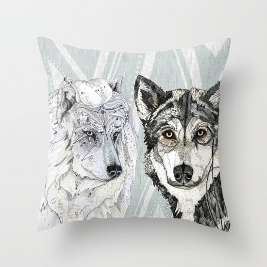 Wolf Family Portrait Throw Pillow
