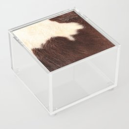 Brown and White Cow Skin Print Pattern Modern, Cowhide Faux Leather Acrylic Box