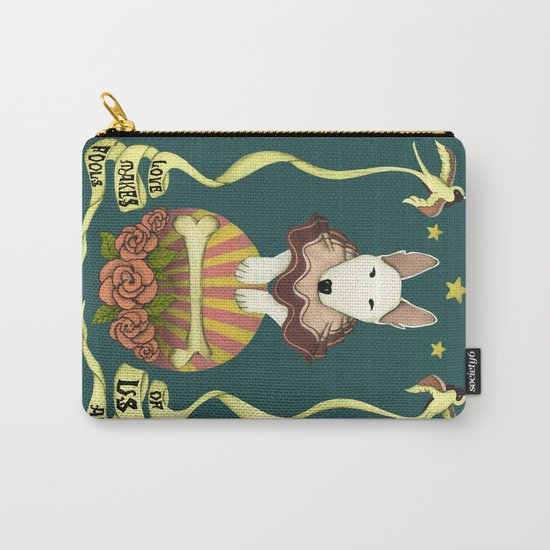 love makes fools of us- bull terrier portrait Carry-All Pouch