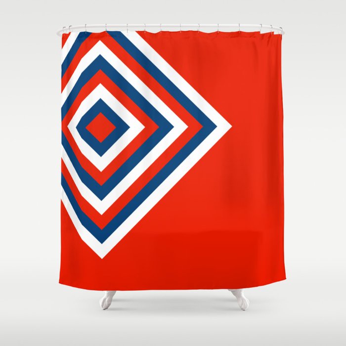 Retro Diamonds Pop Art Red White Blue Shower Curtain By