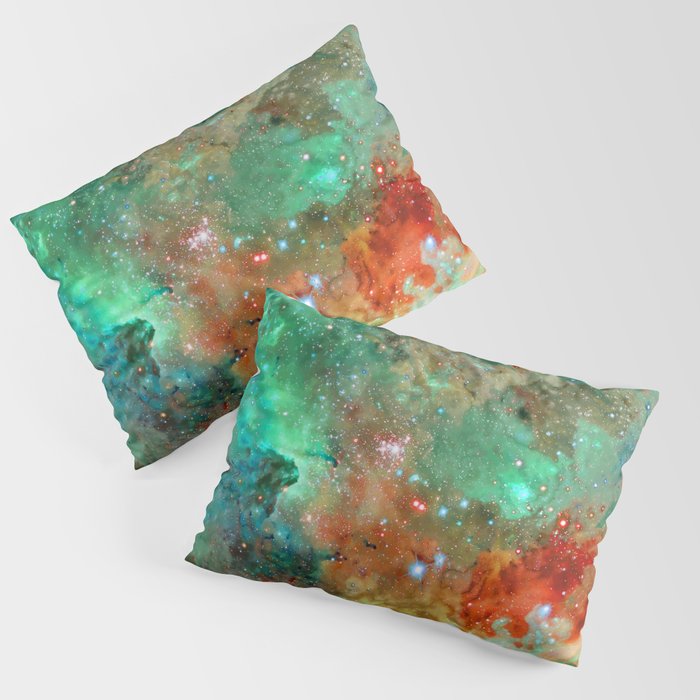 Colorful Cosmos | Teal & Dark Red Pillow Sham