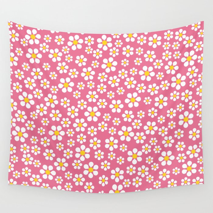 Dizzy Daisies - pink  Wall Tapestry