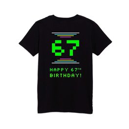 [ Thumbnail: 67th Birthday - Nerdy Geeky Pixelated 8-Bit Computing Graphics Inspired Look Kids T Shirt Kids T-Shirt ]