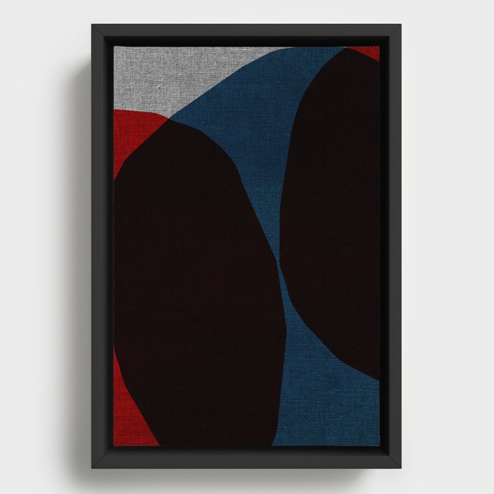 BLUE ORANGE COLORS MINIMALIST ABSTRACT ART - #01 by Seis Art Studio Framed Canvas
