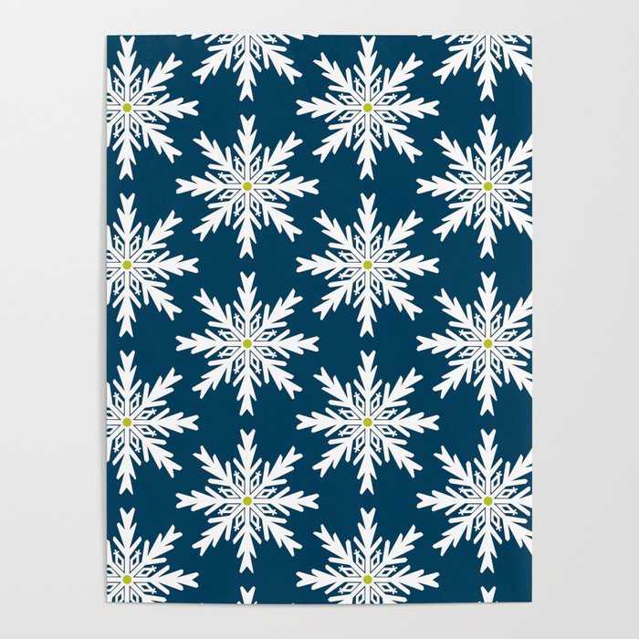 Christmas Snowflakes Blue and Green Poster