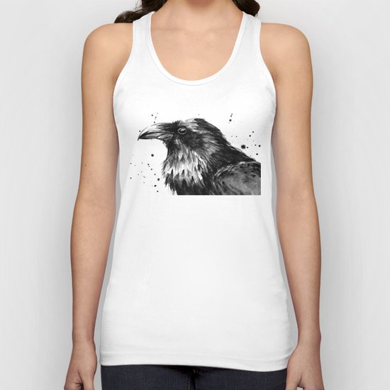 Raven Watercolor Bird Animal Unisex Tank Top