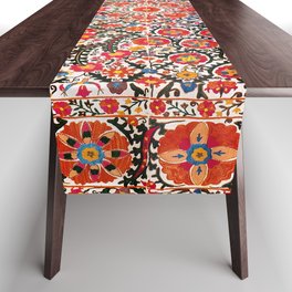 Bokhara Suzani  Antique Uzbekistan Floral Rug Print Table Runner