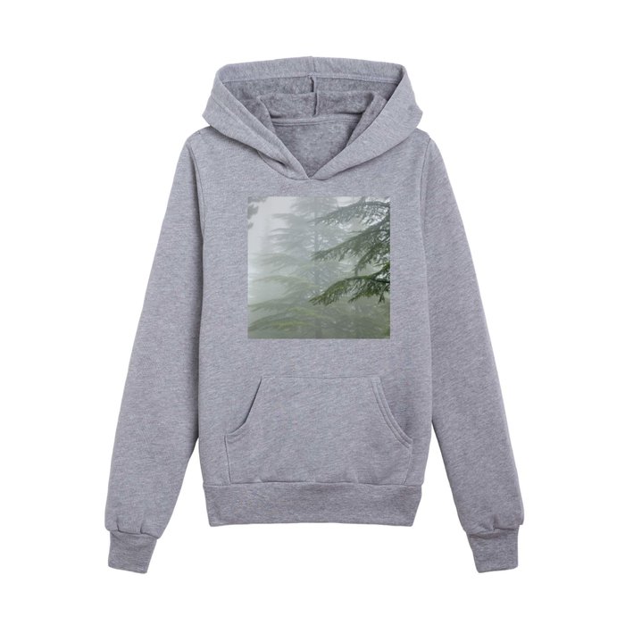 Into the foggy woods....Big cedars. S. Huetor Natural Park.  Kids Pullover Hoodie