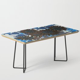 Modern sunflowers with a circle geometric background - blue Coffee Table