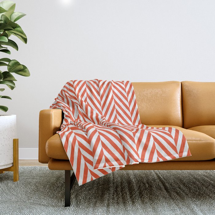 Orange Herringbone Throw Blanket