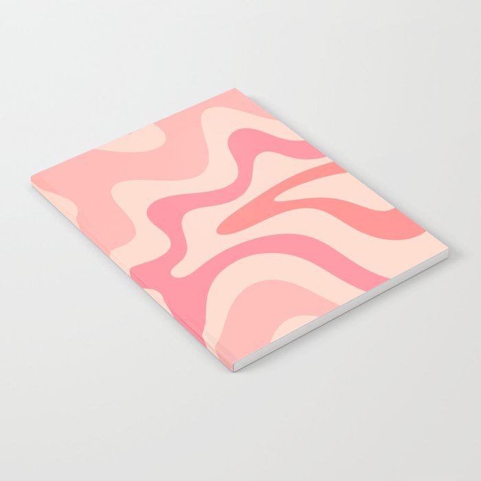 Retro Liquid Swirl Abstract in Soft Pink Notebook