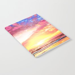 Ocean Sunset Blue Pink Yellow Sky Notebook