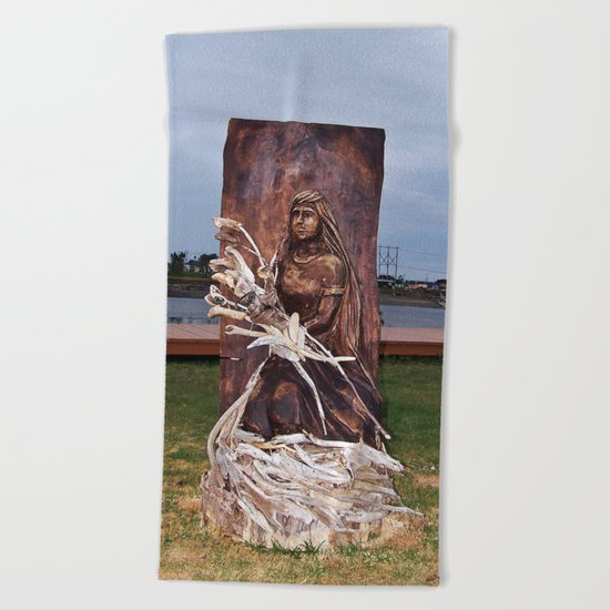 Driftwood Flower Lady Beach Towel