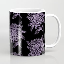 Elegant Flowers Floral Nature Black Purple Violet Lavender Mug